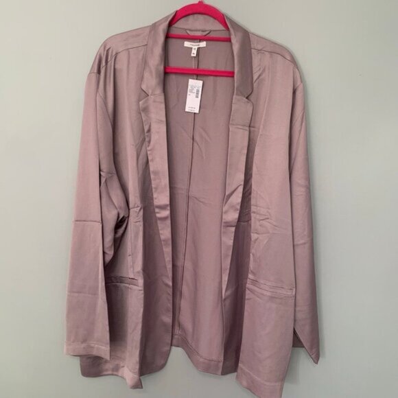 NEW Maurices light mauve collared satin feel long sleeve lightweight blazer - Picture 1 of 9